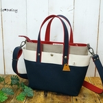【yh様専用】№1095 倉敷帆布ポケットトートM＊マッシュルーム×キナリ×ダークブルー×ダークブルー×ダークレッド
