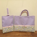 《minohika様オーダー品》花柄×ラベンダーストライプ♡リボン セット【入園・入学】