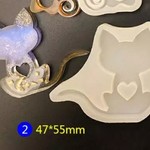 S508  猫 キャット　1個  シリコンモールド シリコン型　レジン キーホルダー　ハンドメイド　1個