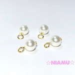 【チャーム】貝パール　6mmラウンド　4個　ピアス　ハンドメイド素材