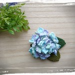 ＊紫陽花のコサージュ＊ブローチ＊レース編み＊あじさい