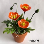 樹脂粘土のポピーの花の鉢 ミニチュア