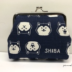 THE柴犬のがま口ポーチ(Blue)