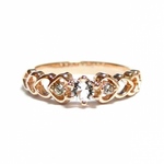 ピンキー スワロフスキー 連なるハート ピンクゴールドリング