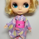 ブライス 浴衣 リカちゃん 浴衣 紫ストライプ