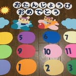 大きな壁面飾り☆お空からおめでとう お誕生表☆ 飛行機 幼稚園保育園施設 春