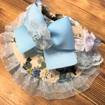 犬・猫の首輪　23～26　cocochanバンダナチョーカー　水色・薔薇・猫・プリンセス・フリフリ