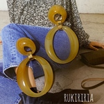 RUKIRIRIA #269 春色 クリアオレンジ  チェーンピアス  大ぶりピアス 大ぶりイヤリング 