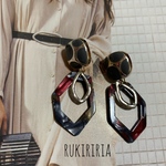 RUKIRIRIA #279 グレーべっこうピアス  大ぶりピアス 大ぶりイヤリング 