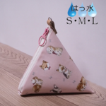 ラメ入りリボン&ワンちゃん*ピンク*防汚・消臭 マナーポーチ  トイプードル♪  S M Ｌ サイズ お散歩バッグ にくっつく   
