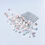 パワーストーン天然石ローズクォーツ♡桜ピンクグレージュ小枝ヘアコーム