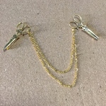 ハサミの襟ブローチ・ゴールド