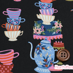 [再入荷]USAコットン COTTON+STEEL WONDERLAND ティーカップ ブラック 生地 布