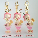 SALE中♪(A.オッドアイ)さくらんぼにゃんこ桜パフェキーホルダー 