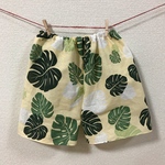 夏の涼しいパンツ 手ぬぐい ステテコ モンステラ柄 緑