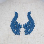 ケミカルレースモチーフ 2対 羽根と花 フラワー 青 (MFL751BLJSJL) 