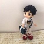 再再販 オビツ11用 ミニミニベルトバッグ 紺色&白