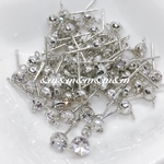 4ｍｍ／20ストーン付きシルバーピアス パーツ　 材料　ポストピアス アクセサリー ハンドメイド 金具　ピアス