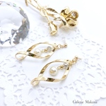 New!! ツイストフープとパールのイヤリング/ピアス