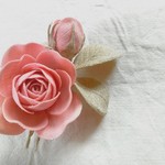 Ｉ様オーダー品：リネンのコサージュ＊ばら7.7cm（ペールピンク）