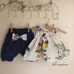 【受注オーダー】着回し色々♪4wayチュニックキャミソール&スカートとリボン付きかぼちゃパンツセット（フルーティボタニカル）