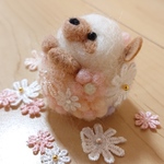 手のりハリネズミ.お花ハリネズミ..♪*ﾟ羊毛フェルト