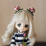 オビツ11 祝令和☆ さくらんぼみみ カチューシャ 4inch ミニチュア 1/12 ドール フルーツ ヘアー アクセサリー ヘアバンド