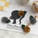 【新色】 紙で作る ミニ薔薇 イヤリング・ピアス【色違い有り】