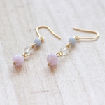 🌸sale🌸【再販2】👼天使〜聖母へ✨エンジェライト、水晶、クンツァイトのピアス・イヤリング 揺れるゆらゆら