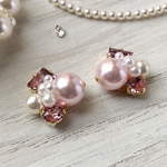 送料無料❁大つぶパールのビジューピアス/イヤリング【pink】