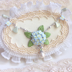 紫陽花　ネックレス　パステルブルー