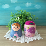 紫陽花ガール＊マトリョーシカ針山＊羊毛ピンクッション