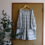 natural*(LL)水色チェック７分袖チュニック