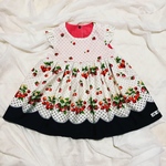 120ロリータワンピース いちごとさくらんぼ柄 ヘアリボン付き