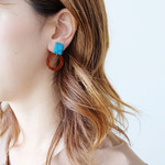 【 chimie vintage-504 】【感謝価格・2点のみ】ヴィンテージターコイズと2wayリングのイヤリング・ピアス
