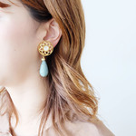 【 chimie vintage-477 】ドイツヴィンテージボタンとヴィンテージドロップのイヤリング・ピアス