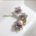 アジサイピアスとイヤーカフ❤︎