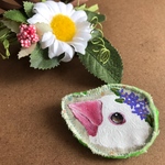 【送料込】あじさい きらきら2白文鳥のブローチ