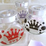 新色追加★お名前入りキャニスター♡王冠デザイン リトルプリンス&プリンセス♡スパイスジャー ミニボトル キャンディーポット＊スター 星 クラウン
