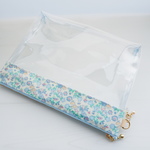 【 Price Down】★スケルトンポーチ　LIBERTY　Rivendell　リベンデル　92C(ブルー系) 　縮小柄　ビニコのクリアマチ付きポーチ