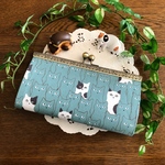 長財布☆見つめる猫ちゃん☆ミントグリーン☆受注製作