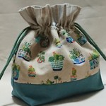 多肉植物＊きんちゃくポーチ＊ターコイズブルー