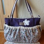 ＜an25berry様専用＞くしゅっとポッケのトートバッグ・特大（YUWAナチュラル×パープル）