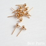 50pcs ボールピアス カン付き 4mm ライトゴールド