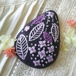 再販・刺繍ブローチ★しずくと爽やか紫陽花・パープル系💜