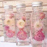 ふんわりピンク＊ハーバリウム＊Sサイズ＊スクエアボトル