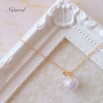 上品ゆめかわ♡ガラスボールとホワイトオパールのネックレス