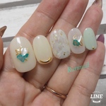 完成品！天然石ミントカラー爽やかネイルチップ