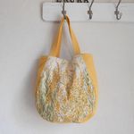 　♫　ミモザ　イエロープリント　肩掛け　U型BAG　♫　綿麻　黄色