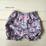 チュールリボンのかぼちゃパンツ  おはな グレー
